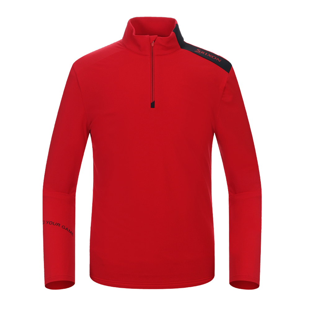 [스릭슨] 어깨 배색 프린트 반집업 티셔츠 SR21522TL12-RED