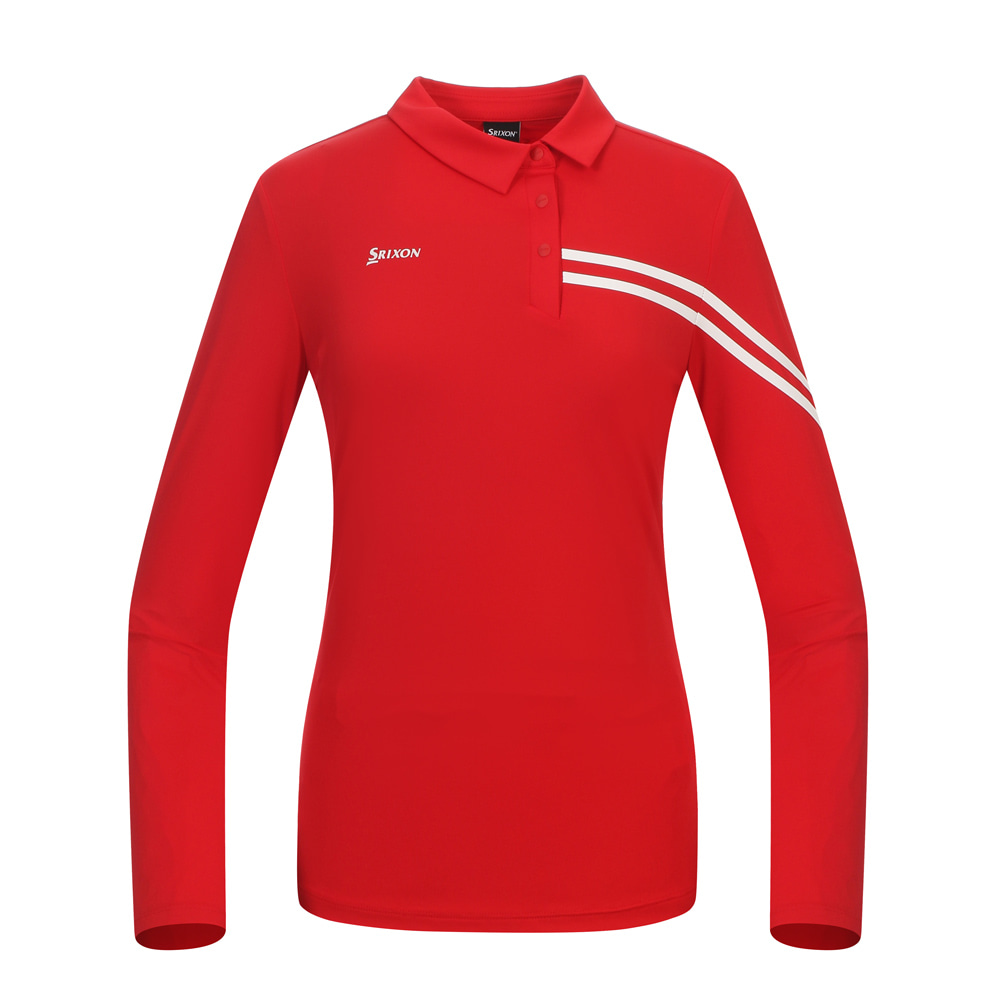 [스릭슨] 소매 컬러 배색 카라 티셔츠 SR21522TL51-RED